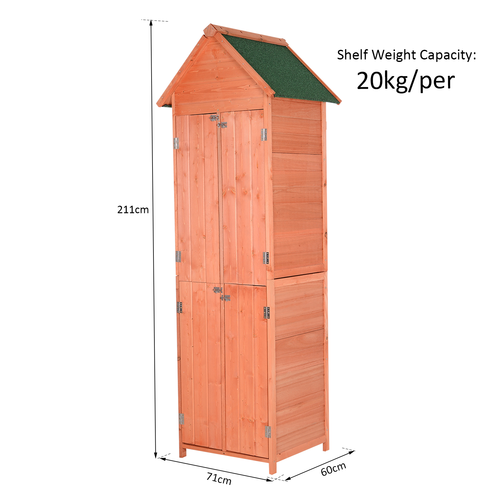 Outsunny Wood Garden Storage Shed Outdoor Organizer w/Shelves 71L x 60W
